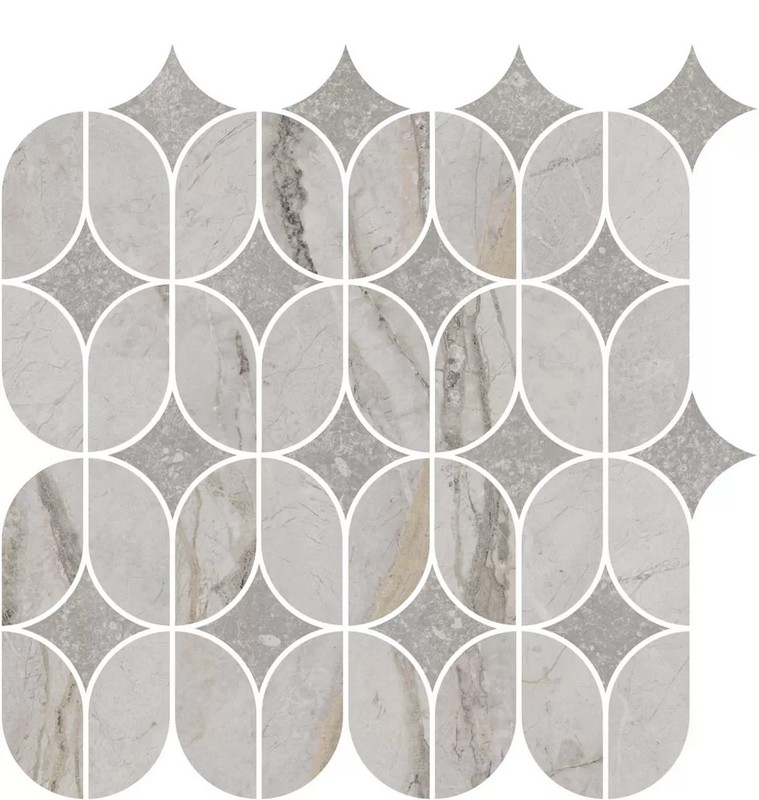 Керамический декор 30x32,5x0,9 Ифран наборный серый светлый глянцевый обрезной KMD2HID004BR