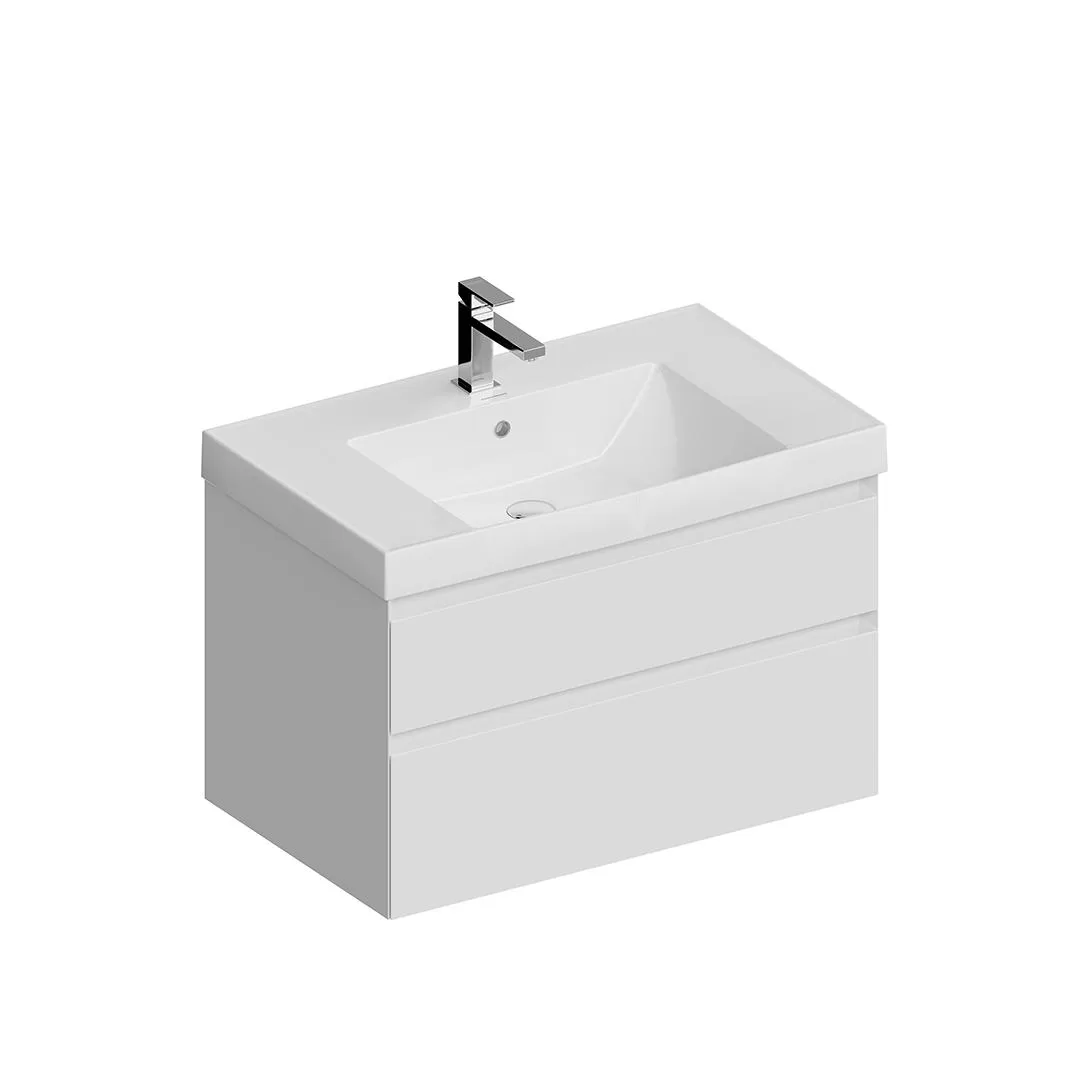 Тумба CUBO подвесная с ящиками 80, белая матовая CUB.80.2\WHT.M