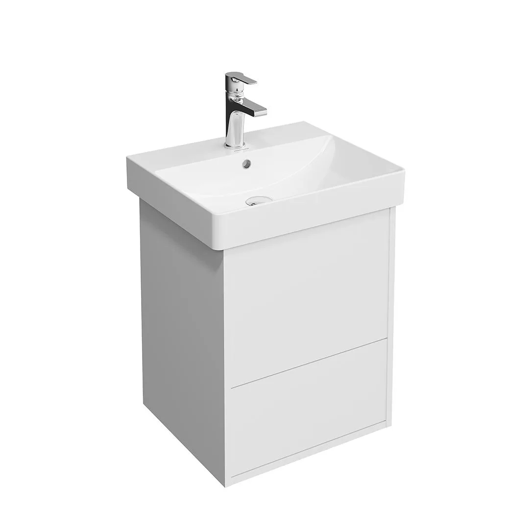 Тумба PRO подвесная 2 ящика 50, белая матовая PRO.50.2/WHT