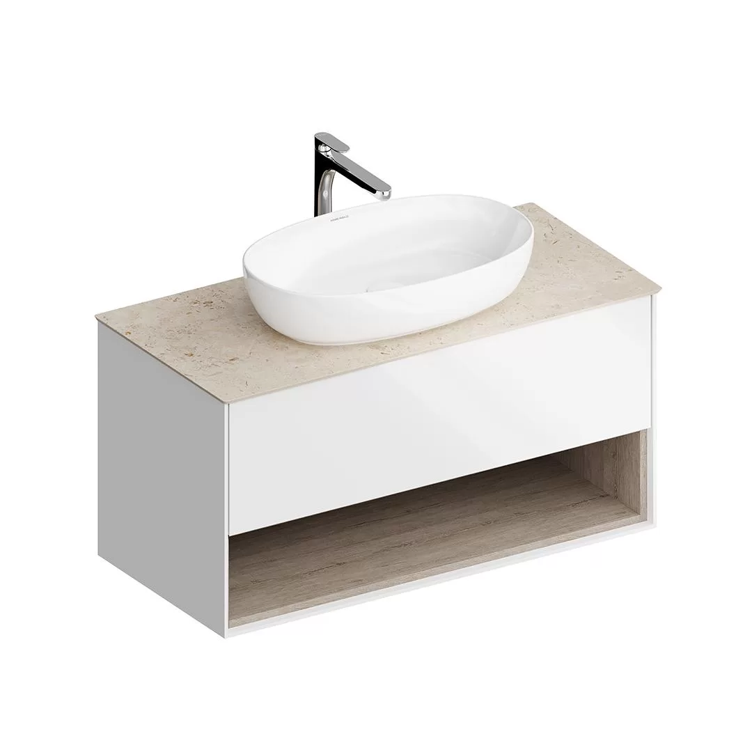 Тумба PLAZA Modern подвесная 100 белый 1 ящик + полка PLB.M.100.1/WHT