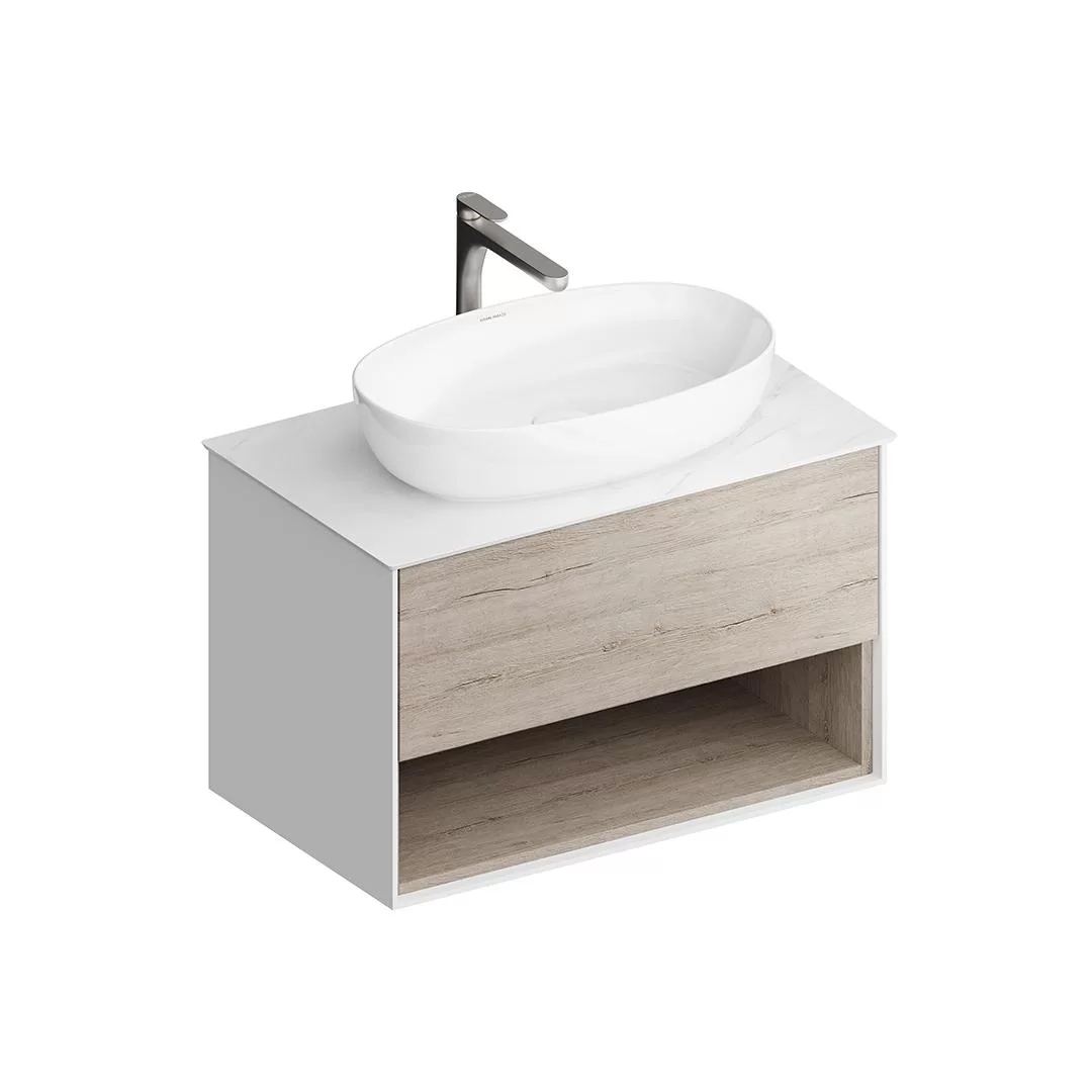 Тумба PLAZA Modern подвесная 80 дуб орегон 1 ящик + полка PLB.M.80.1/OAK.O